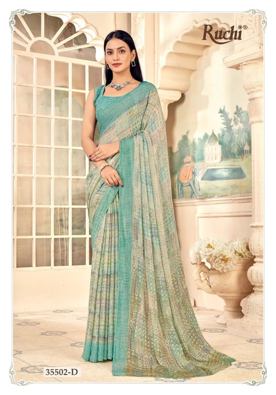 Aahana Vol 5 By Ruchi Silver Chiffon Daily Wear Surat Sarees Wholesale Market
